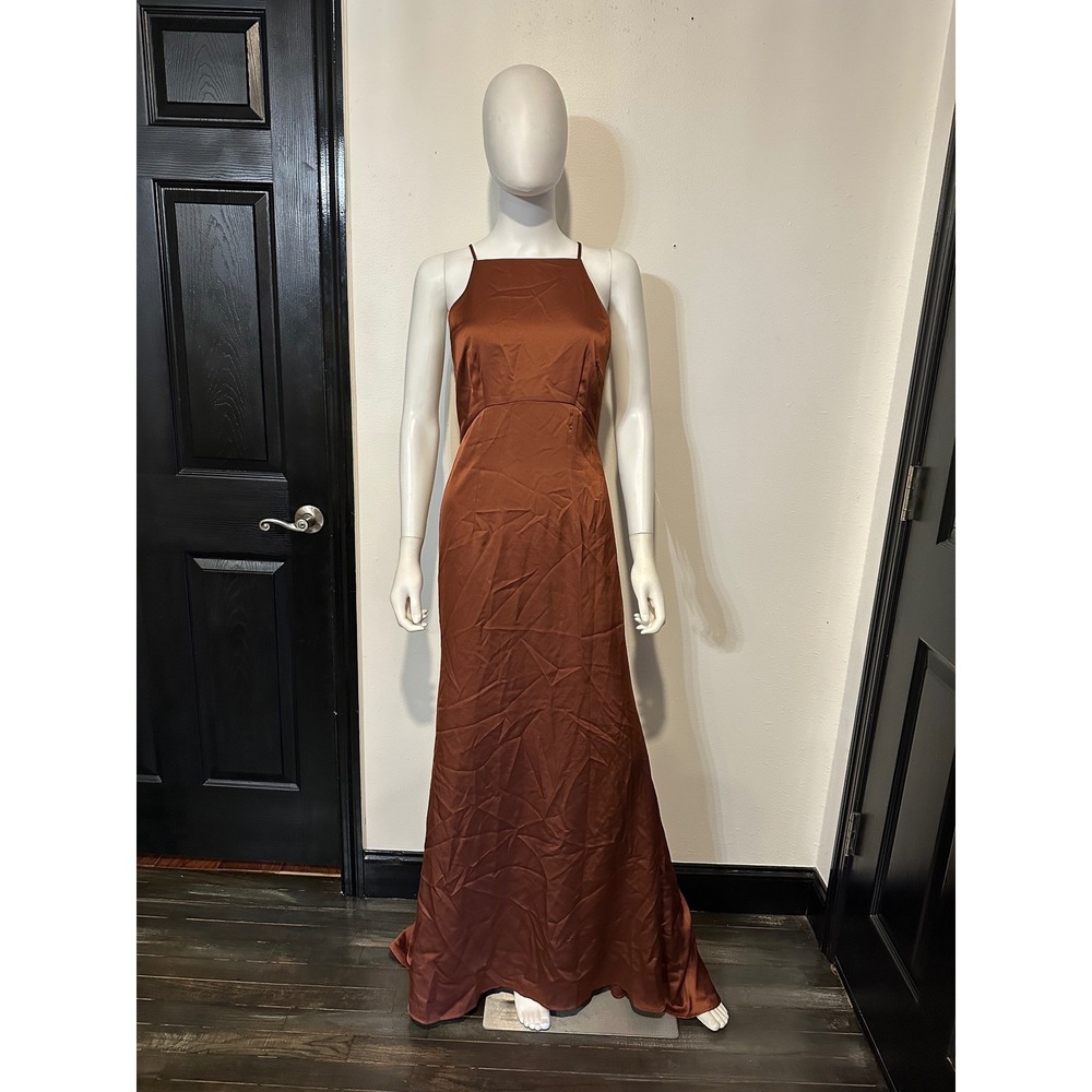 Karen Millen Chocolate Satin Back‎ Crepe Column Gown Brown